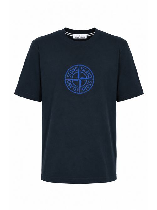 T-shirt 2100001 in cotone con stampa logo Navy blue STONE ISLAND | 2100001S0362V0020
